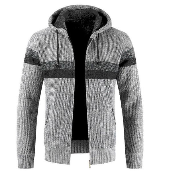 Pánský vlněný kabát s kapucí, bunda, kardiganový kabát, sportovní bunda, zimní teplé bundy