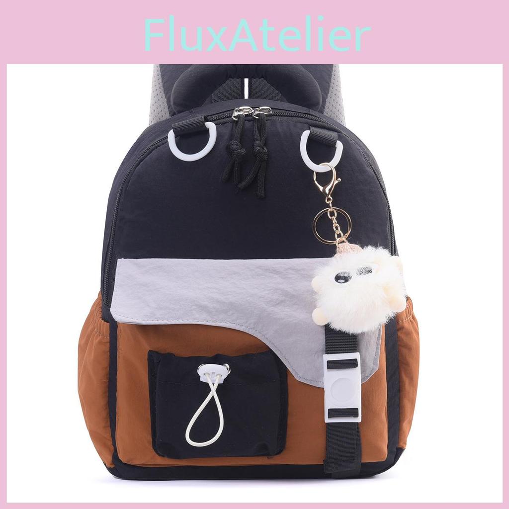 Blocked Childrens Color Backpack With Plush Pendant For School Outings And