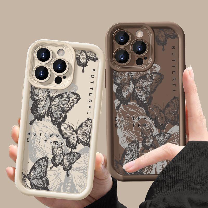 Candy Color Ink Butterfly Shell For Iphone 16 Pro 15 14 Pro Max 13 12 11 Pro Max Xr Xs X 7 8 Shockproof Tpu Soft Slim Case Cover