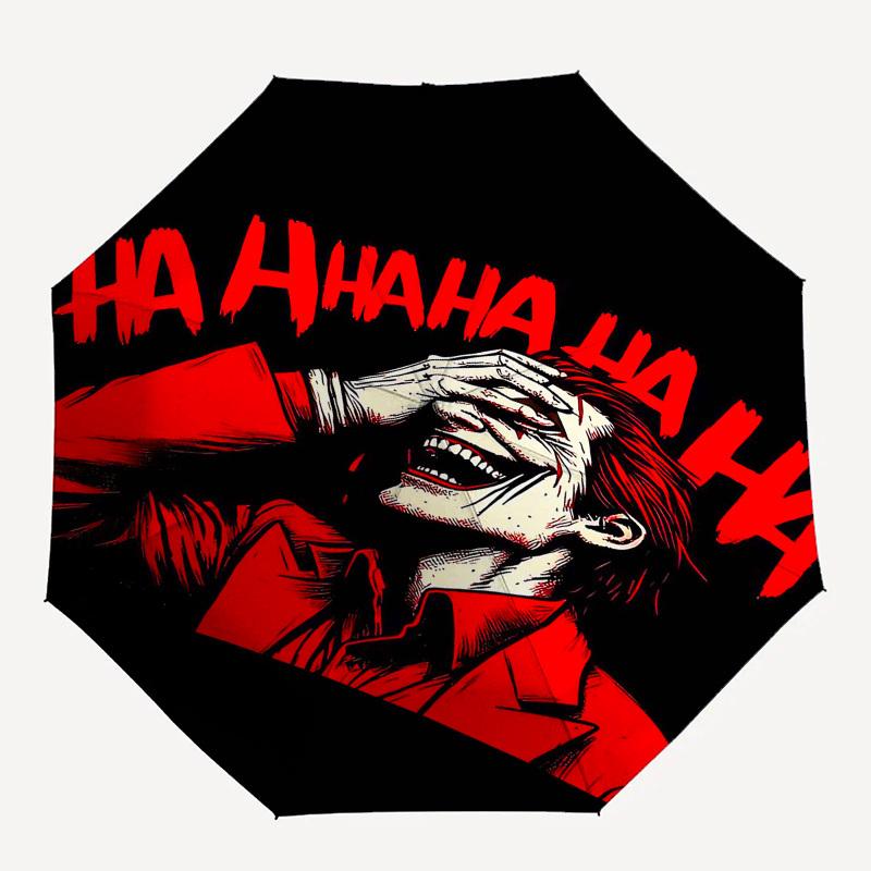 

1pc Joker Laughing Automatic Open Close Umbrella with 8-Rib Windproof Canopy Compact Portable Travel Umbrella10277