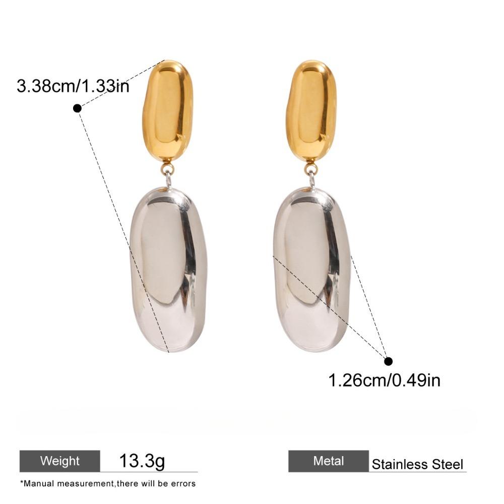 Korea Personality Geometric Ellipse Gold Color Matching Stainless Steel Dangle Earrings for Women Rings Jewelry Does Not Fade