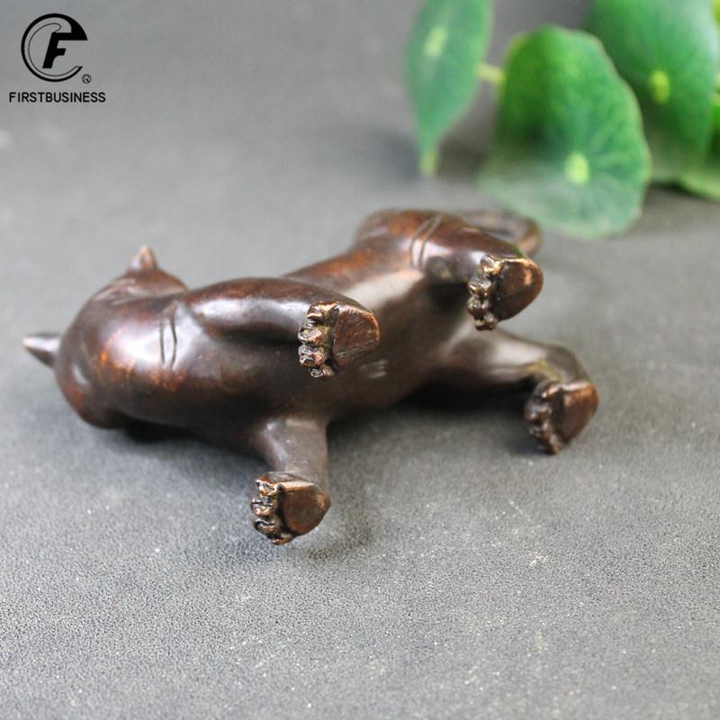 Antique Copper cat King Statue Lucky Desk Ornaments Animal Figurines BIG Tea Pets Home Feng Shui Decoration Accessories