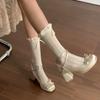 Block Heel High Heels Women's French Platform Ballet Shoes