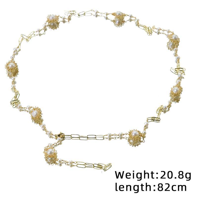 Flower Natural Freshwater Pearl Paperclip Chain Necklace New Design Handmade Necklace Party Accessories Women's Jewelry GN0841