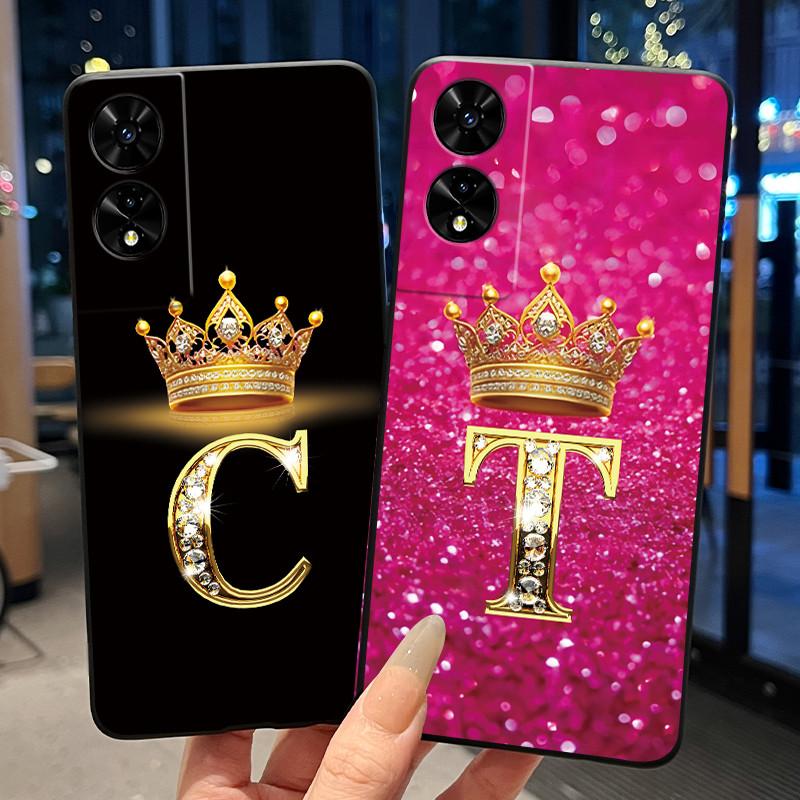 Beautiful Couple Phone Case For TCL 505 T509K T509A Bumper Black Silicone Shockproof Soft Casing Letter Crown Pattern Cover