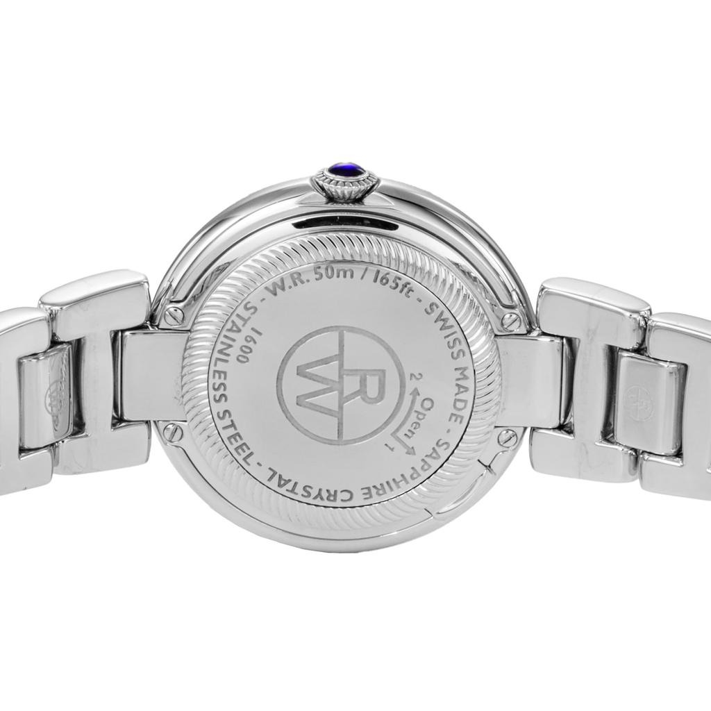 Raymond Weil SHINE Stainless Steel Sapphire Quartz 5 ATM Water Repetto Collaboration Pink and Black Calfskin Exclusive Swiss Watch Silver Watch, Dial,