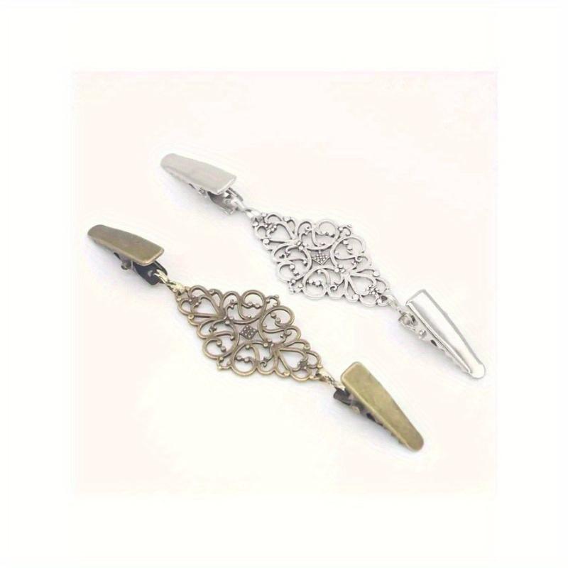 1pc Retro Sweater Clip, Geometric Hollow Out Style Duck Clip Brooch Pin, For Cardigans, Shawls, Clothes Valentine's Day