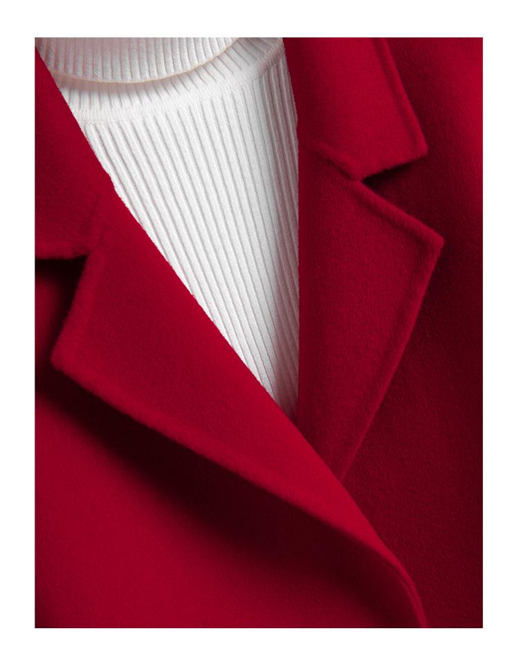 Women's Long Slimming Double-Faced Wool Coat with Suit Collar - 100% Wool Autumn/Winter Fashion Overcoat