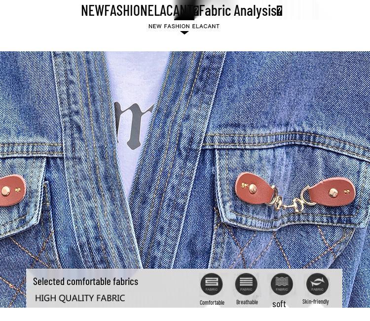 2026 Spring Women's Embroidered Denim Jacket - Korean Style, Loose V-neck, Short Waist-Cinching Fashion.