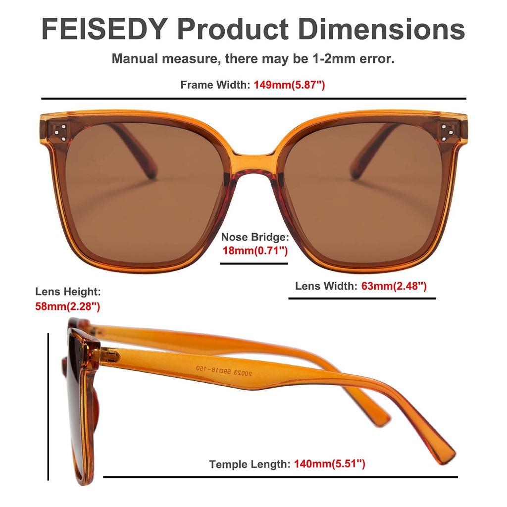 Sunglasses Polarized Melanin Sunglasses UV Protection Lasic Fashion Sunglasses for Eyewear Brand Stylish Gift sunglasses B2600 [FEISEDY] Women's 100%