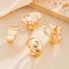 Liquid Metal Folded Wide Ring, Stylish Geometric Wave Glossy Open Ring Set