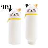 Rotating Pen Holder Pencil Case Desktop Stand Up Cartoon Animal Design School Pouch Silicone Storage Bag for Home Office Supplies Retractable