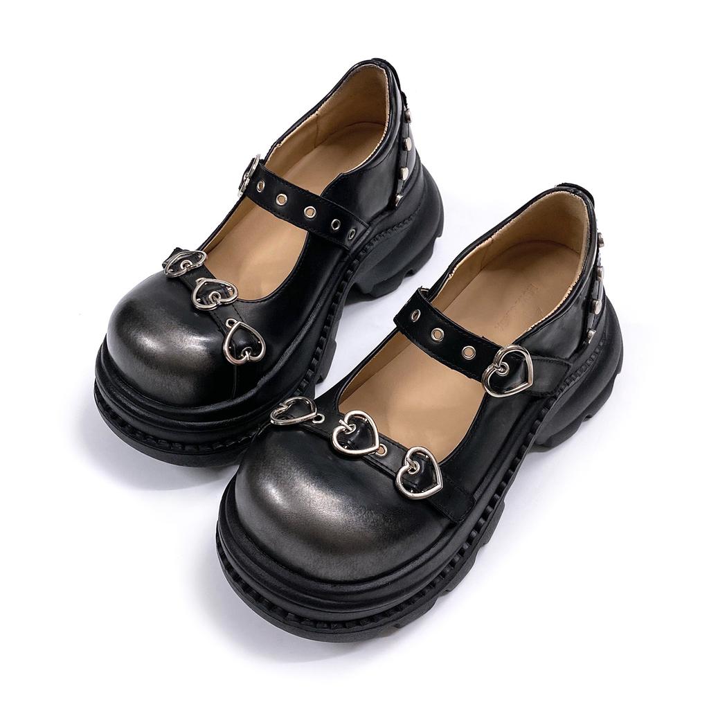 Niche Cute Sweet Cool Mary Jane Heightening Small Leather Shoes Subculture Y2K College Style Platform Single Shoes
