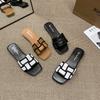 Korean version of the new summer design square head open-toed French flat-bottomed lazy beach cool slippers women's wear