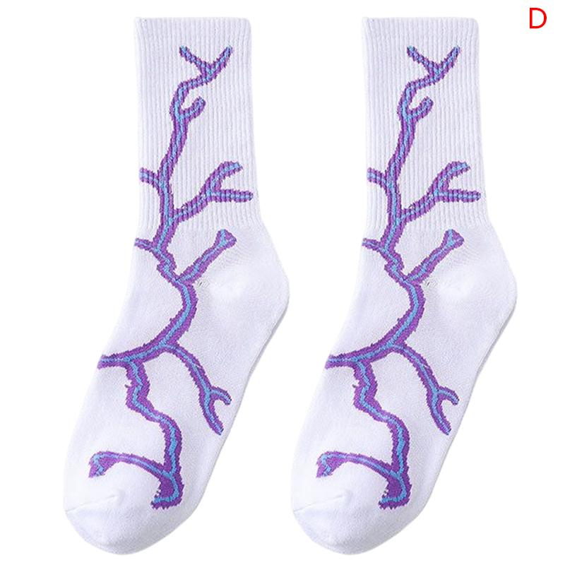 Korean Style Skateboard Long Socks Creative Fun Lightning Hip Hop Style Socks Unisex Street Funny Happy Couple Socks