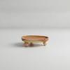 Natural Wood Grain Elevated Serving Tray Low-Rise with Feet Decorative