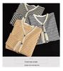 Spring Striped Webbing-Edged Single-Breasted Long Sleeve Women's Jacket Cardigan