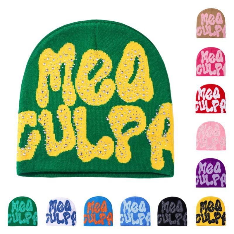 Women's Winter Rhinestone Knit Jacquard Hat - Stylish Warm Outdoor Head Wrap