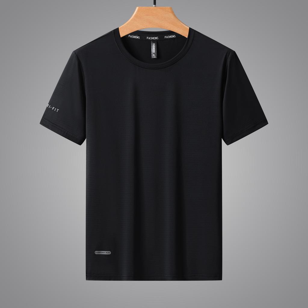 Dm Plus Size Ice Sports T-shirt for Men and Women Quick Drying Summer Thin Running Short Sleeved Solid Color Clothing, Breathable Loose Casual Top