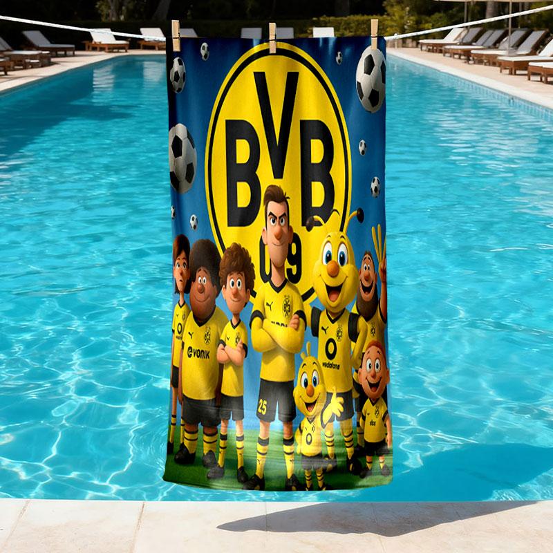 Borussia Dortmund Print Beach Towel Design, Soft, Lightweight. for Home Bathroom, Spa, Pool, Yoga, Surfing, Camping, Gift for Family, Friend