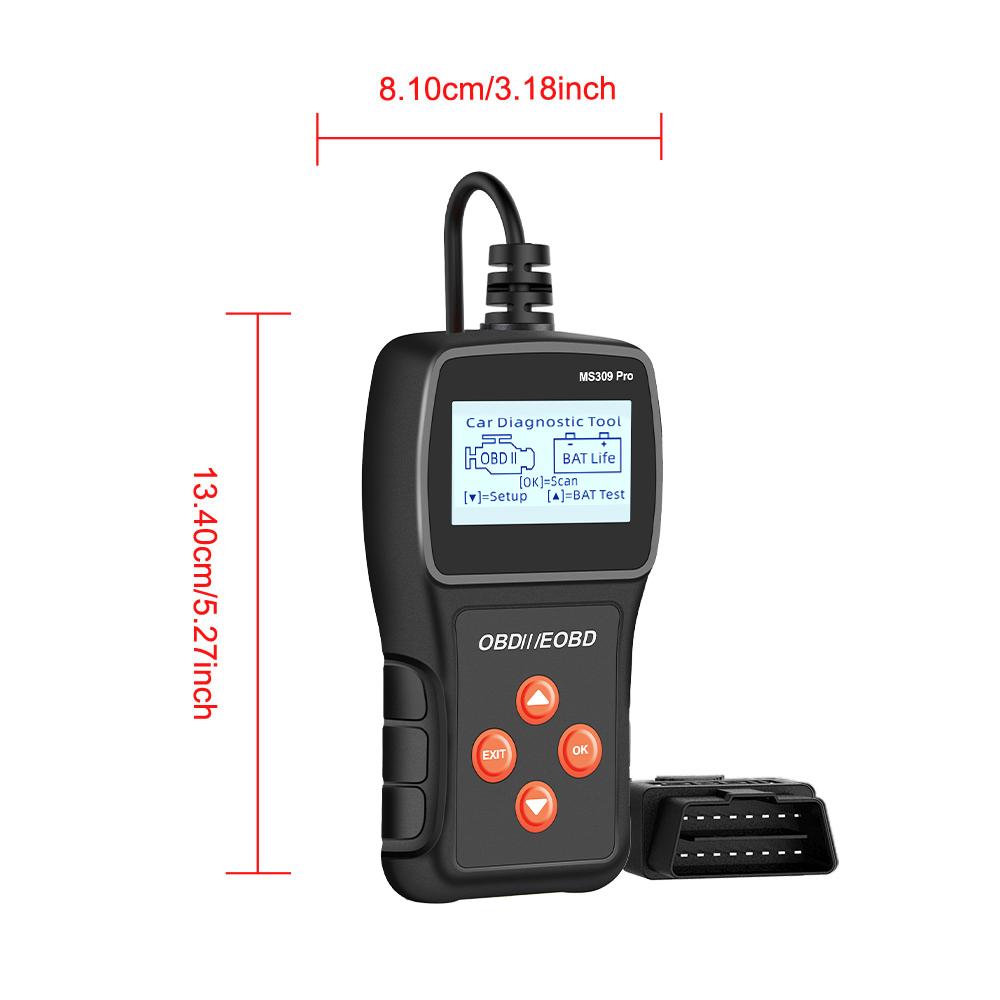 Live Data Code Reader MS309PRO Battery Tester Car Diagnostic Tool Read Vehicle Information Check Engine System Multi-language OBD2 Scanner
