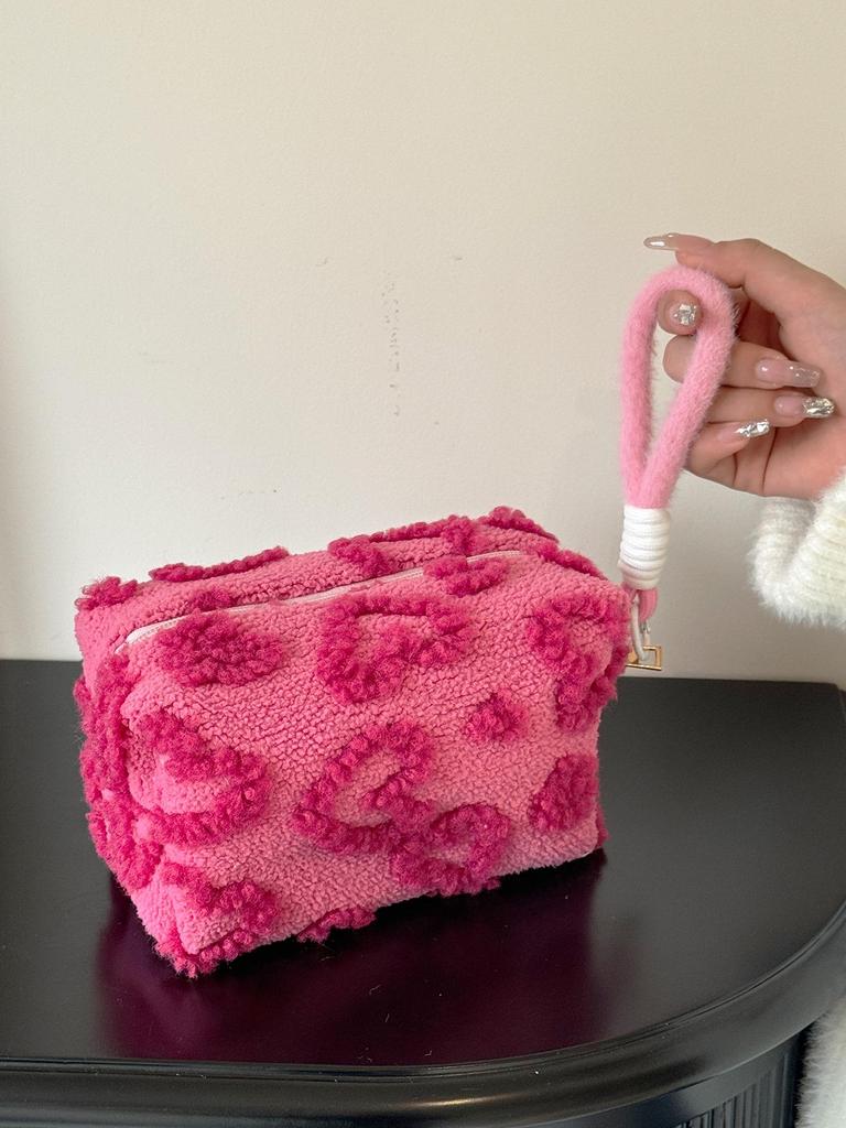 Sweet Girly Plush Large-Capacity Cosmetic and Toiletry Travel Bag
