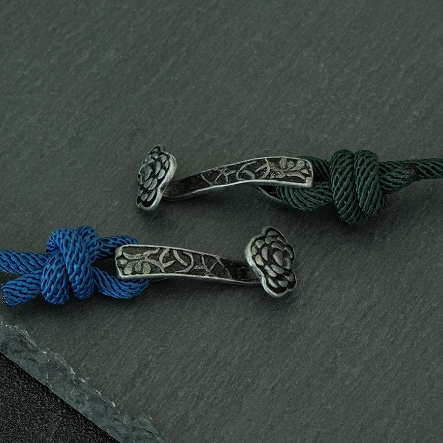 Ethnic Style Good Luck Bracelet Handwoven Rope With Retro Silver Color Flower Clasp Adjustable Protection Bangle For Women Men