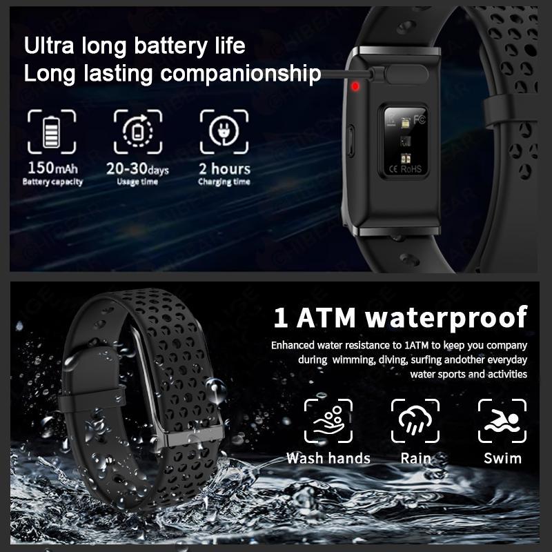 New Health Monitoring Bracelet Screenless Watch 120+ Sports Mode Heart Rate Blood Pressure IP68 Waterproof Smartwatch Men