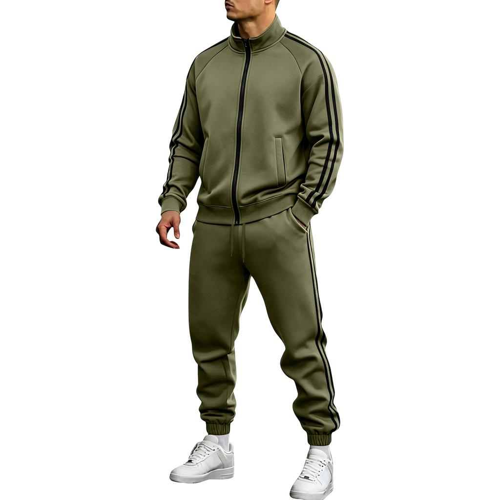 Heren Kleurrijke Sportieve Jas en Broek 2-Delige Set voor Hardlopen, Sportschool, Training, Vrijetijdskleding