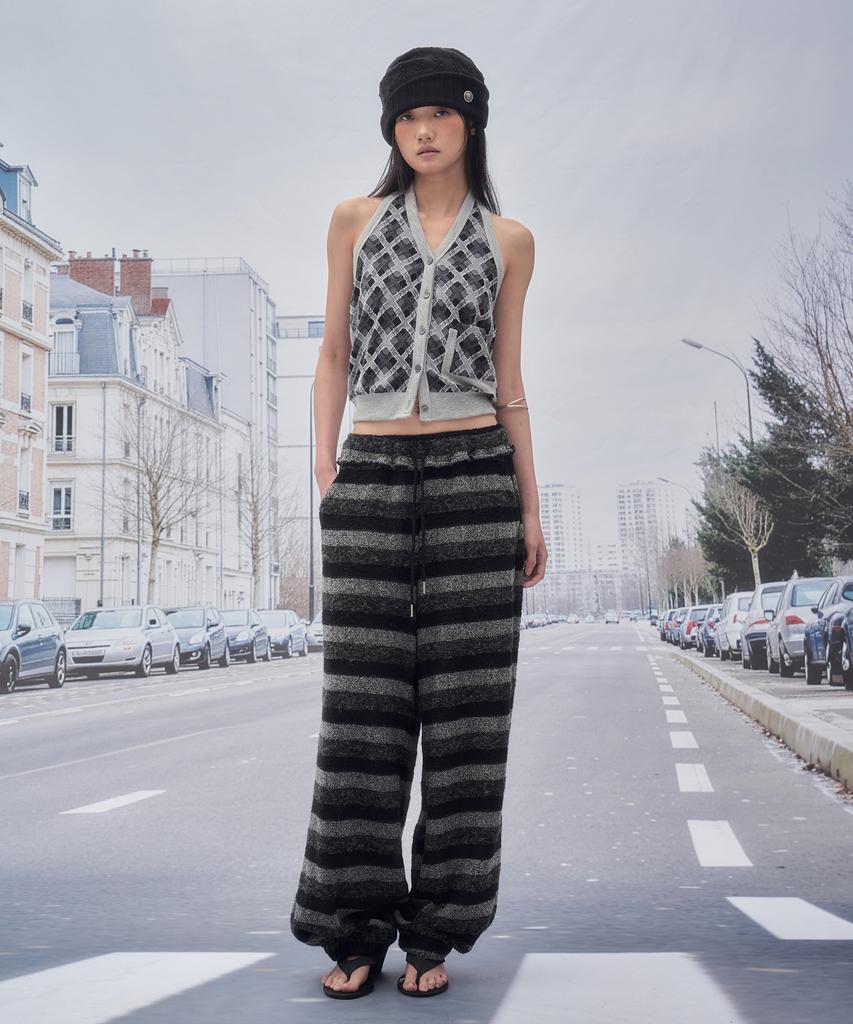 SOMSOC Tage Stripe Terry Pants_Black