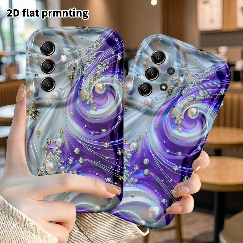 Phone Case: 2D Flat Samsung Galaxy A34 A35 M05 M06 S20 S22 S21 FE Plus 5G Case, Purple and White Spiral Gems, Christmas and Halloween Gift