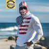 Mens Quick-Dry Hooded Rash Guard With Face Cover Print UV Protection Surfing Shirt Beach Fishing Outdoor Activities