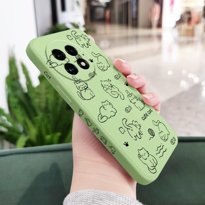 Play Simple Cat Phone Case For Oneplus 15 15R 13 13R 12 12R 11 11R 10 10R 10T 9R 9RT 9 8T 8 7 7T Pro Liquid Silicone Cover