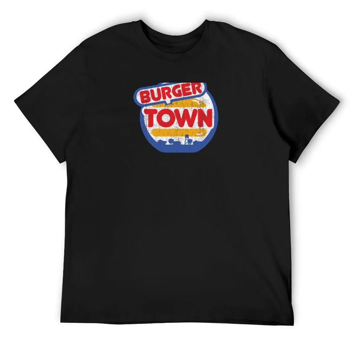 Burger Town T-Shirt vintage clothes vintage graphic tee tops black t shirts for men S