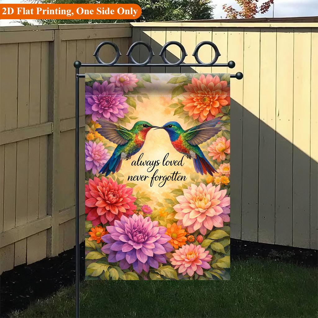 1pc Hummingbirds Colorful Blooms Garden Flag - Single-Sided Polyester, 29.97x44.96 Cm, Outdoor Decor