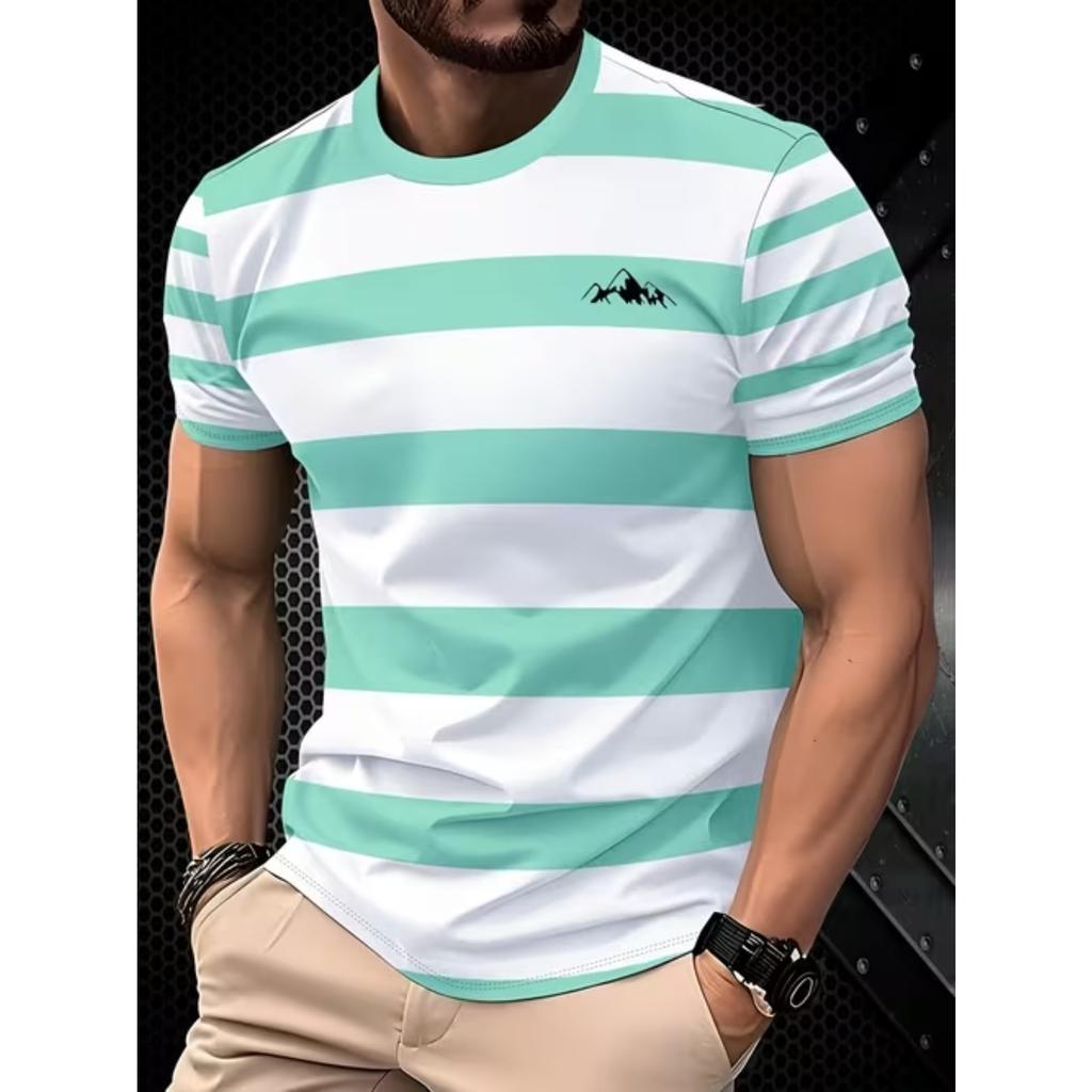 New Summer Men's Fashion T-shirt Personality Simple Pattern Printed Men's T-shirt Top