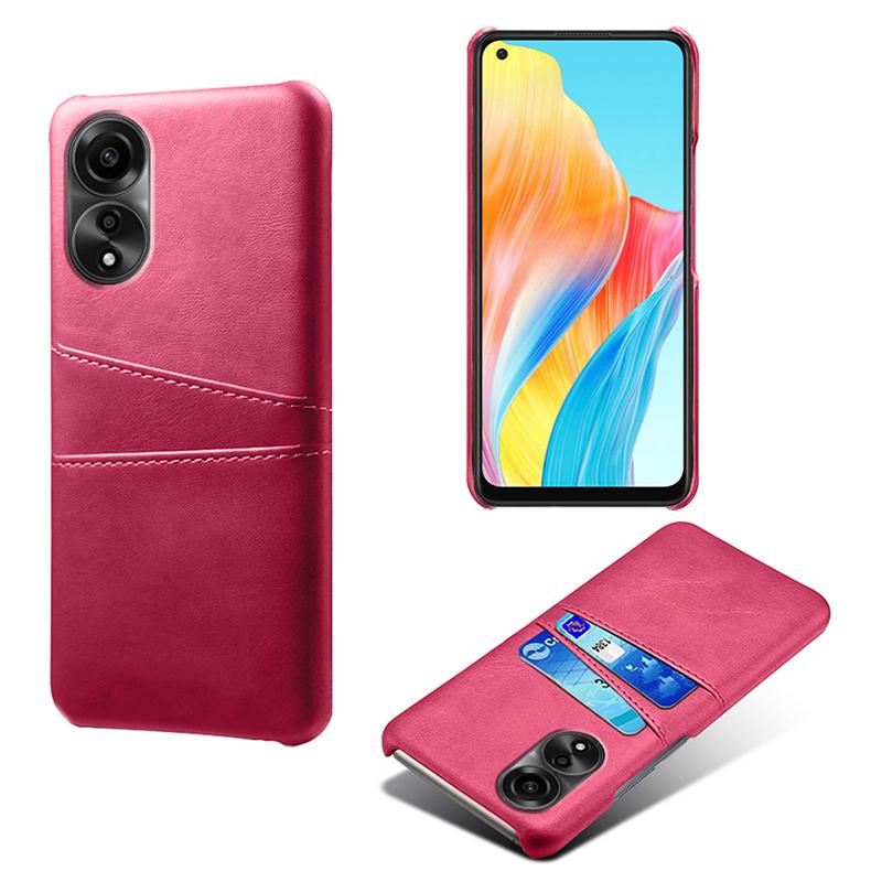 

Hard PC Phone Case for Oppo A78 4G PU Leather Coated Cell Phone Back Cover with Dual Card Slots Rose