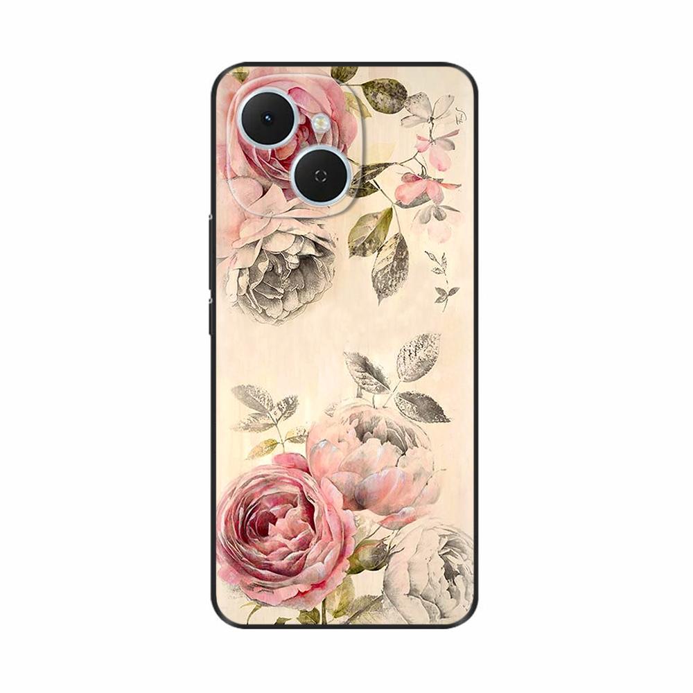 For Tecno Spark 40C Case Flowers Soft Silicone TPU Phone Cases For Tecno Spark 40C Shockproof Cool Wolf Flowers Protective Cover
