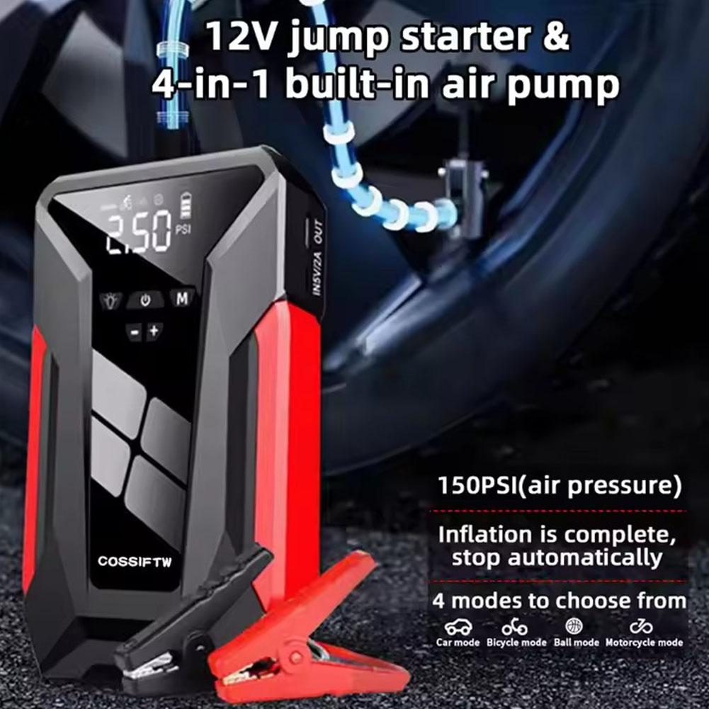 28000mAh Car Jump Starter Air Pump Multi-Function4In1 Air Compressor Power Bank Car Battery Starter Starting Auto Tyre Inflator