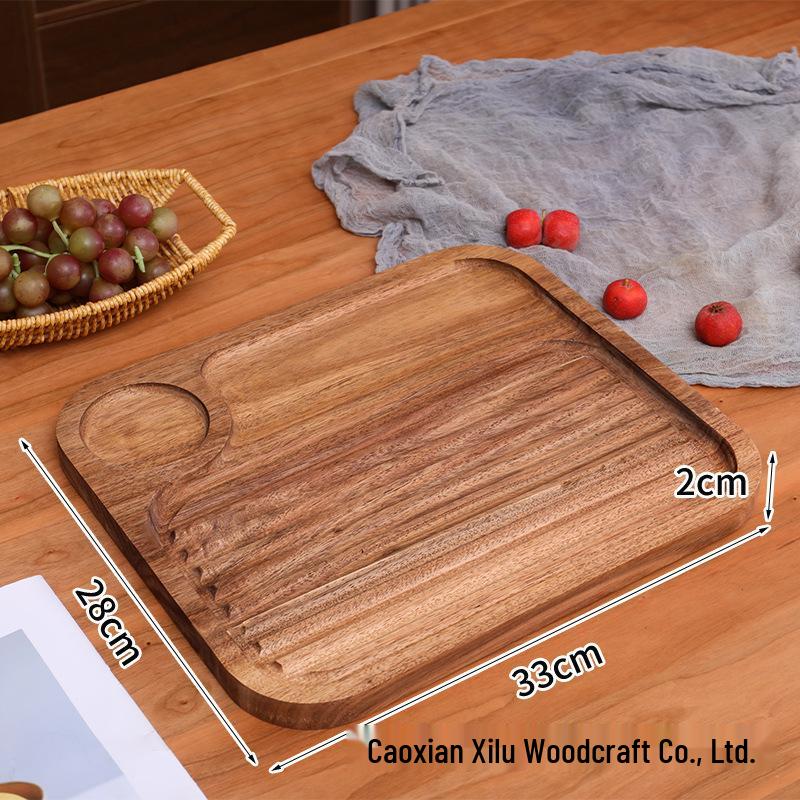 Acacia Wood Steak & Cheese Board with Grove - Multipurpose Breakfast Tray & Pizza Plate