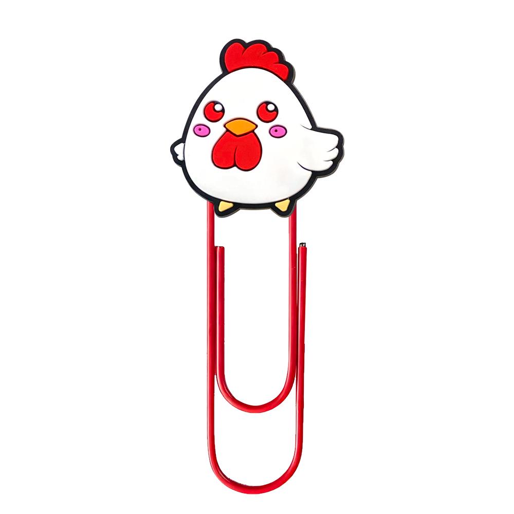 20 Cute Cartoon Animal PVC Paper Clips - U-Shaped Large Clips and Bookmarks for Office Supplies
