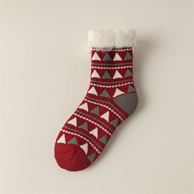 Womens Thick Fleece Lined Christmas Socks Mid-Calf Warm Winter Holiday With Reindeer