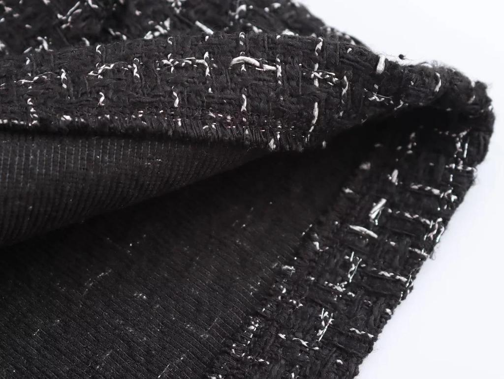 Chic Tweed Set: Vest & Belted High-Waist Shorts