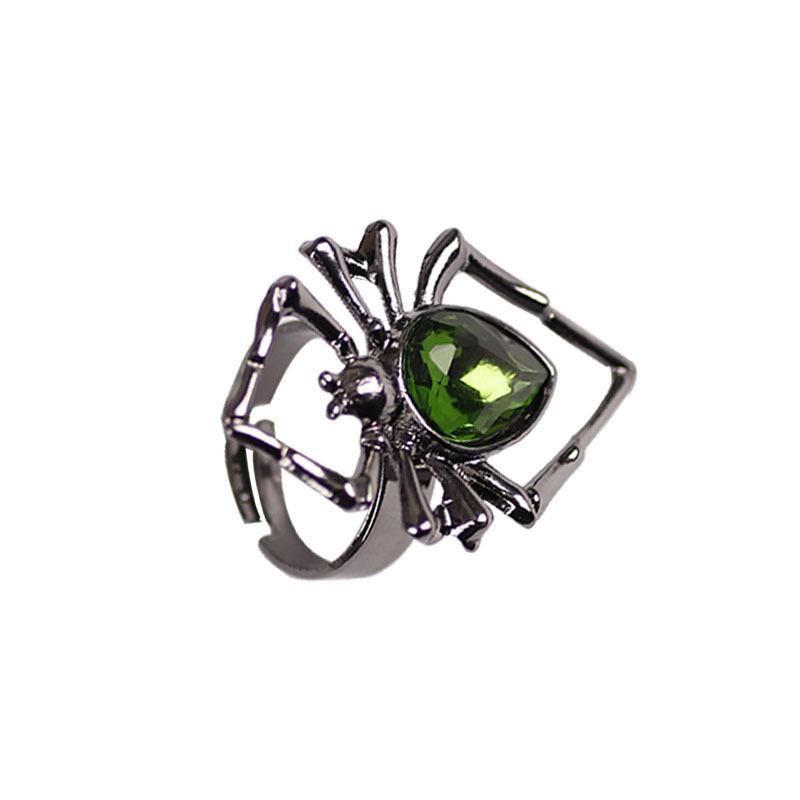 Hip Hop Punk Spider Insect Animal Rings For Women Men Creative Black Spider Inlaid Crystal Ring Gothic Jewelry Halloween Gift