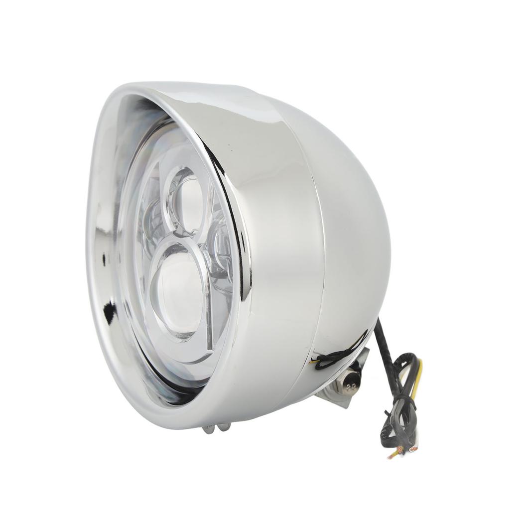 7 Zoll Motorrad LED Scheinwerfer mit Chromgehäuse Superhell Wasserdicht Universelle Passform 67789?91
