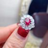 Luxury Retro Water Drop Pigeon Blood Ruby and S925 Sterling Silver Ring