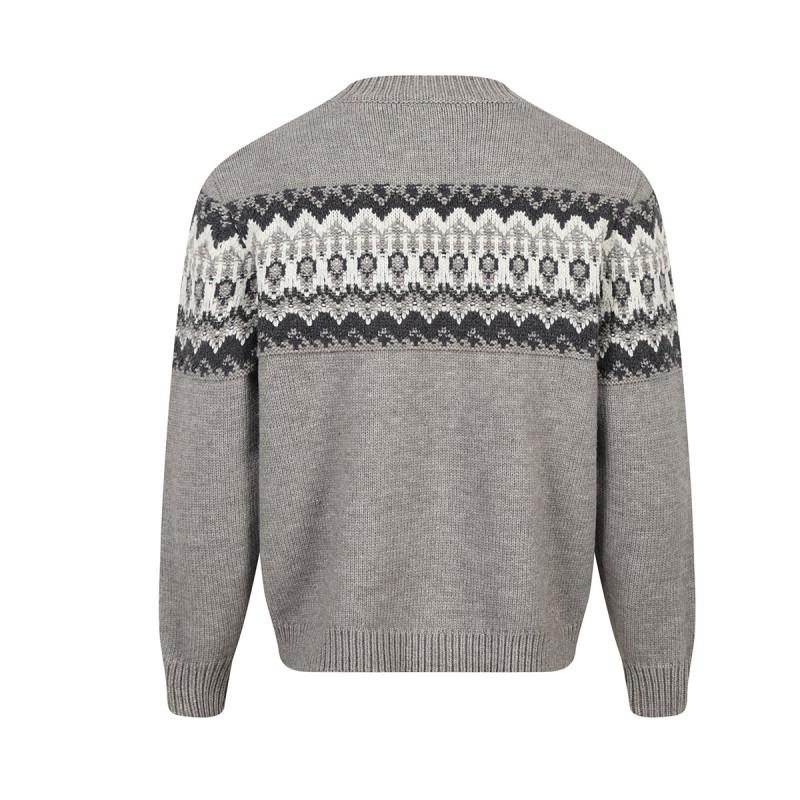 Cozy Fair Isle Knit Sweater Women Men Loose Fit Winter Casual Pullover With Crew Neck Cable
