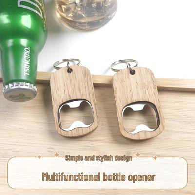 Réduction pour les nouveaux arrivants: Porte-clés ouvre-bouteille mignon en bois et métal
