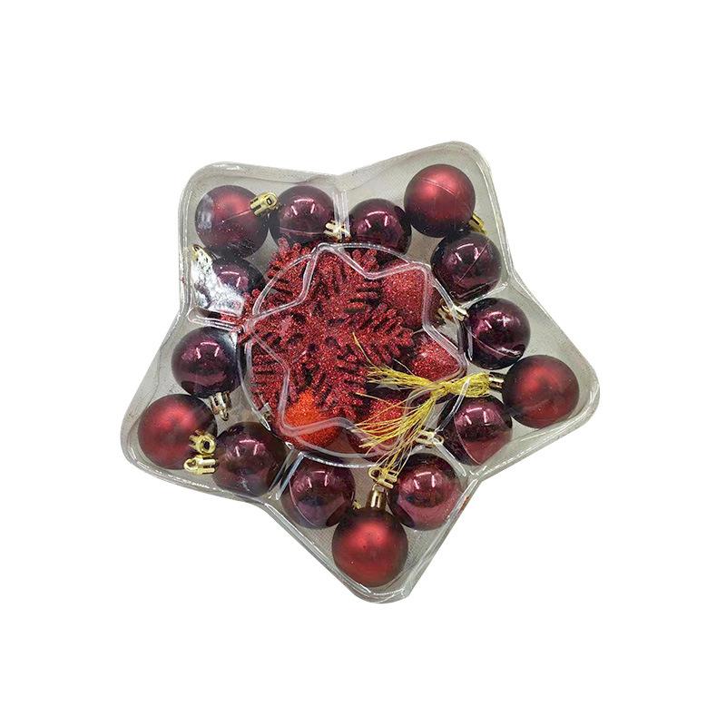 

24Pcs/Box Christmas Ball Decorations Tree Pendants Snowflake Combination Electroplated Glossy Frosted Sequins Window Displays 1 box красный
