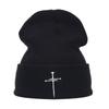 Autumn and winter new trendy brand literary and retro cross embroidery knitted hat European and American men's and women's niche stacking hat wool hat